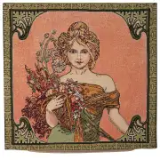 C Charlotte Home Furnishings Inc Mucha Spring I European Cushion Cover - 18 in. x 18 in. Cotton by Alphonse Mucha | Close Up 1