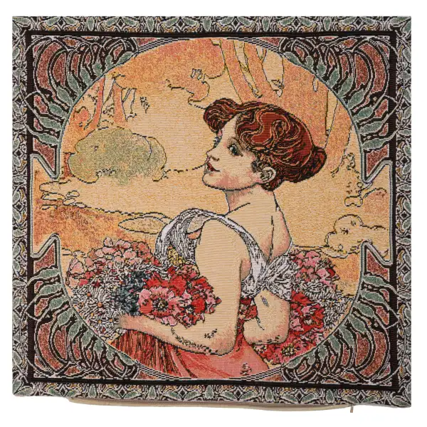 Mucha Summer II Belgian Cushion Cover | Close Up 1