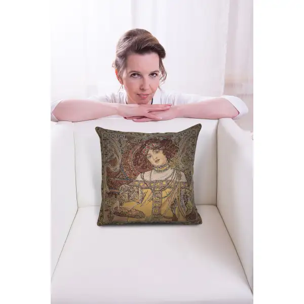 C Charlotte Home Furnishings Inc Mucha Autumn I European Cushion Cover - 18 in. x 18 in. Cotton by Alphonse Mucha | Life Style 2