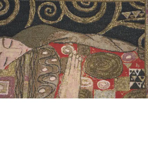 The Accomplissement Black Belgian Cushion Cover - 18 in. x 18 in. Cotton by Gustav Klimt | Close Up 3