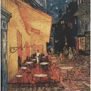 Cafe Terrace At Night Belgian Cushion Cover - 18 in. x 18 in. CottonLurex by Vincent Van Gogh | Close Up 1