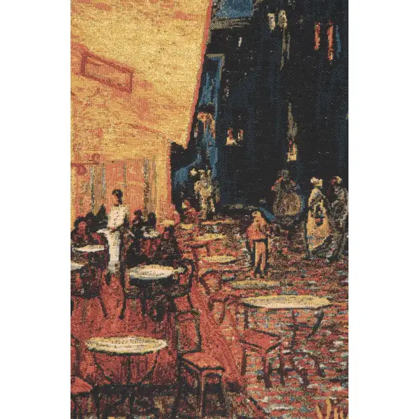 Cafe Terrace At Night Belgian Cushion Cover - 18 in. x 18 in. CottonLurex by Vincent Van Gogh | Close Up 2