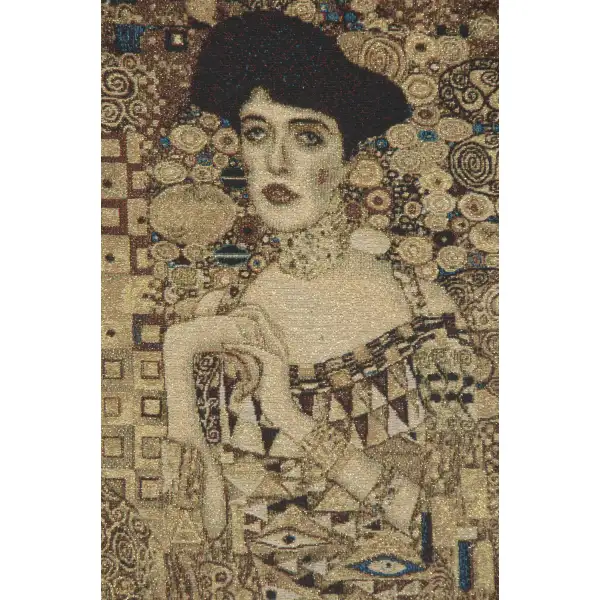 Portrait of Adele Bloch Bauer by Klimt Belgian Tapestry Wall Hanging | Close Up 1