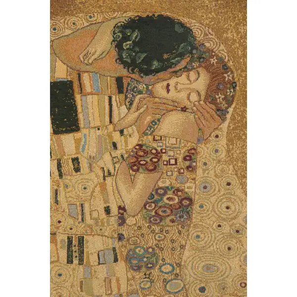 The Kiss By Klimt I Italian Tapestry - 25 in. x 25 in. Cotton/Viscose/Polyester by Gustav Klimt | Close Up 2