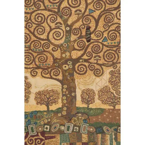 Klimts Tree Of Life Italian Tapestry - 25 in. x 25 in. Cotton/Viscose/Polyester by Gustav Klimt | Close Up 1