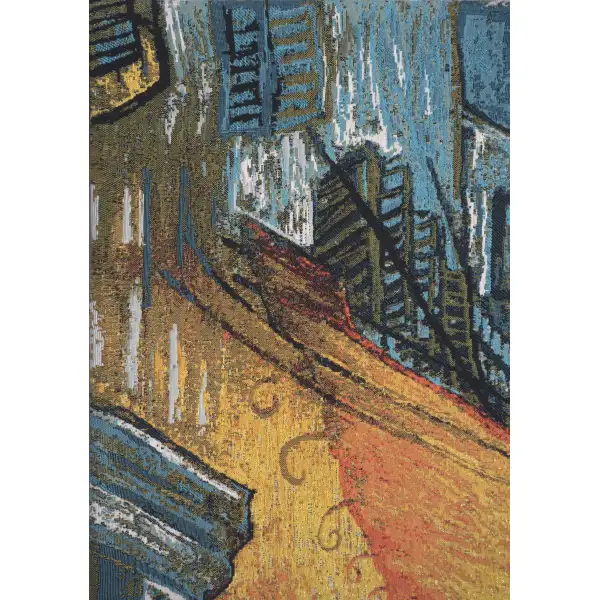 Cafe Terrace At Night By Van Gogh Belgian Tapestry Wall Hanging - 28 in. x 40 in. Cotton by Vincent Van Gogh | Close Up 2