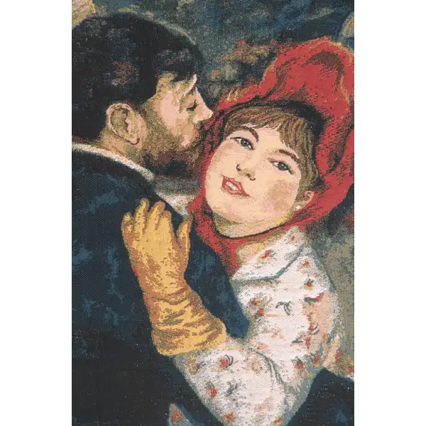 Dance In The Country By Renoir Belgian Tapestry Wall Hanging - 28 in. x 54 in. Cotton/Viscose/Polyester by Pierre- Auguste Renoir | Close Up 1