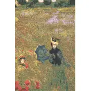 Poppies By Monet Belgian Tapestry Wall Hanging - 33 in. x 27 in. Treveria/Cotton/Wool/mercuraise by Claude Monet | Close Up 1