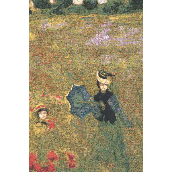 Poppies By Monet Belgian Tapestry Wall Hanging - 33 in. x 27 in. Treveria/Cotton/Wool/mercuraise by Claude Monet | Close Up 1