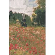 Poppies By Monet Belgian Tapestry Wall Hanging - 33 in. x 27 in. Treveria/Cotton/Wool/mercuraise by Claude Monet | Close Up 2