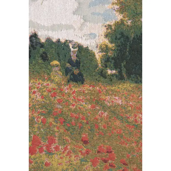 Poppies By Monet Belgian Tapestry Wall Hanging - 33 in. x 27 in. Treveria/Cotton/Wool/mercuraise by Claude Monet | Close Up 2