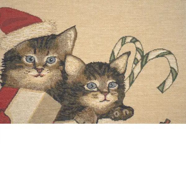 Christmas Kitties Belgian Cushion Cover - 18 in. x 18 in. Cotton by Charlotte Home Furnishings | Close Up 4