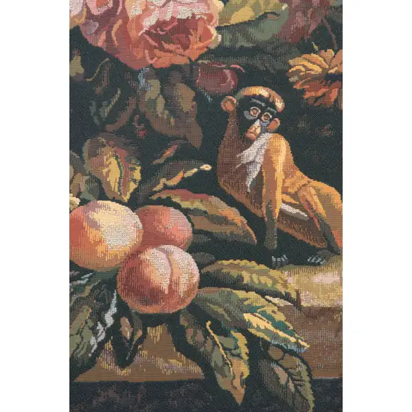 Monkey In Still Life II Belgian Tapestry Wall Hanging | Close Up 1