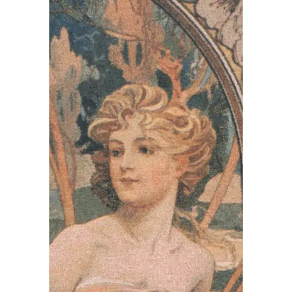 Mucha Matin Belgian Tapestry Wall Hanging - 26 in. x 74 in. Cotton/Wool/Viscose/Polyester by Alphonse Mucha | Close Up 1