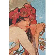 Summer Mucha Belgian Tapestry Wall Hanging - 24 in. x 50 in. CottonWool by Alphonse Mucha | Close Up 1