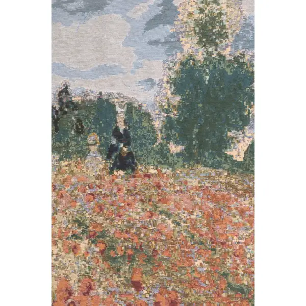 Monet's Coquelicots Belgian Throw - 58 in. x 58 in. Cotton by Claude Monet | Close Up 1