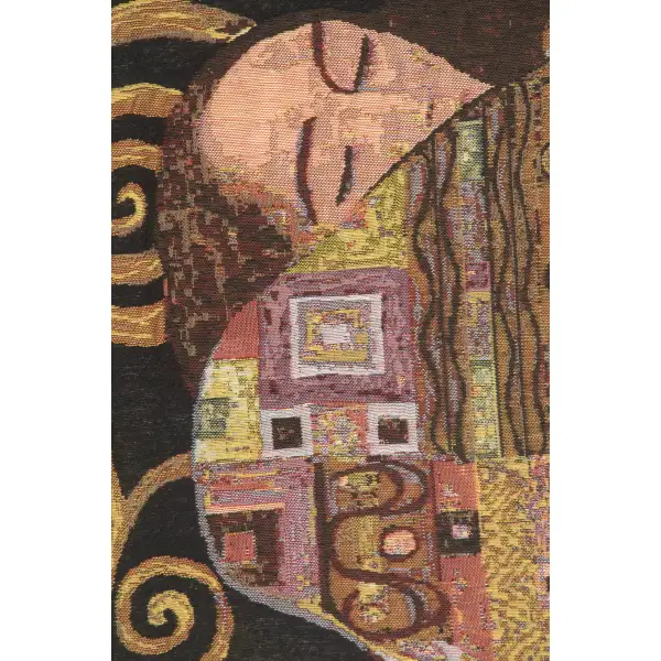 Klimt's Fulfillment Belgian Throw - 58 in. x 58 in. Cotton by Gustav Klimt | Close Up 1