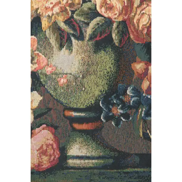 Breughel's Vase Dark Belgian Tapestry Wall Hanging - 46 in. x 56 in. Cotton/Viscose/Polyester by Jan Brueghel de Velours | Close Up 1
