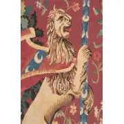 Portiere Medieval Lion  Belgian Tapestry Wall Hanging | Close Up 1