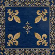 Fleur de Lys Blue III Belgian Sofa Pillow Cover | Close Up 1
