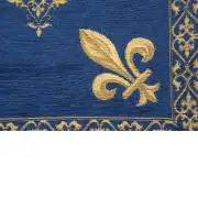 Fleur De Lys Blue III Belgian Cushion Cover - 18 in. x 18 in. SoftCottonChenille by Charlotte Home Furnishings | Close Up 3