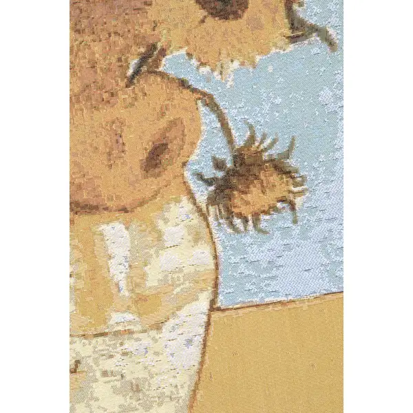 Van Gogh Sunflowers French Wall Tapestry - 18 in. x 25 in. Cotton/Viscose/Polyester by Vincent Van Gogh | Close Up 1