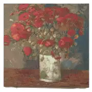 C Charlotte Home Furnishings Inc Van Gogh Poppies French Tapestry Cushion - 18 in. x 18 in. Cotton by Vincent Van Gogh | Close Up 1