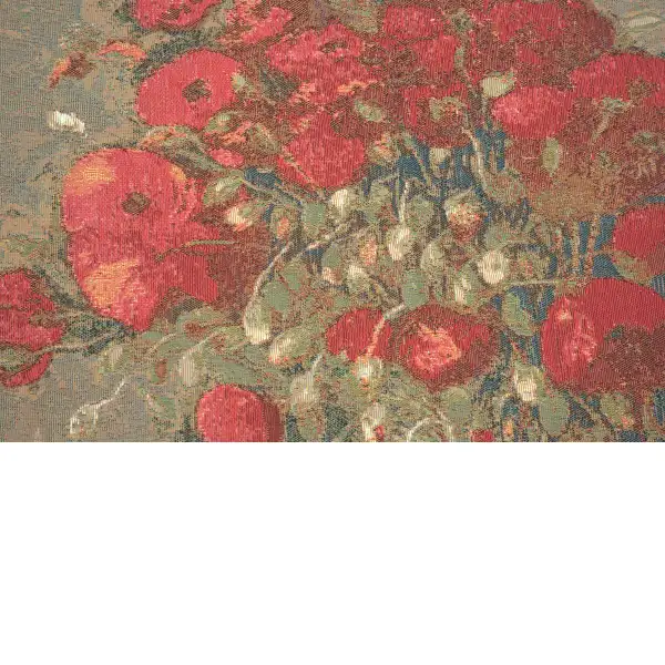 C Charlotte Home Furnishings Inc Van Gogh Poppies French Tapestry Cushion - 18 in. x 18 in. Cotton by Vincent Van Gogh | Close Up 2