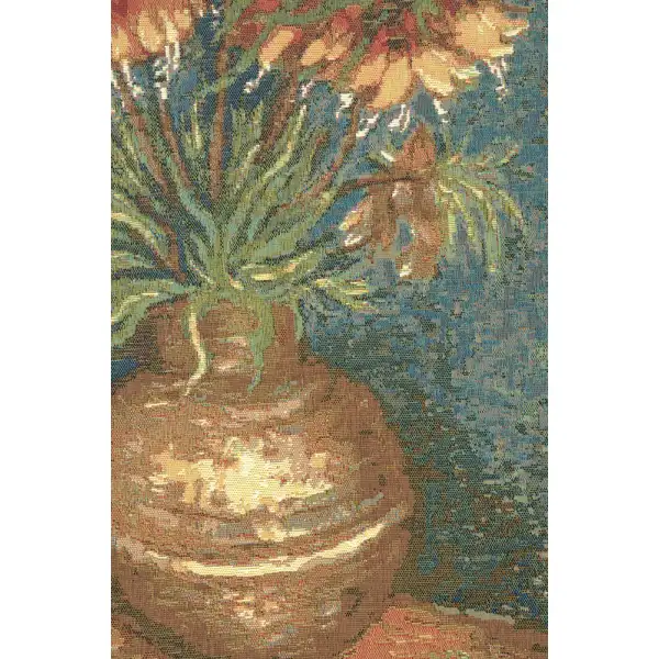 Van Gogh Lilies French Wall Tapestry - 18 in. x 25 in. Cotton by Vincent Van Gogh | Close Up 1