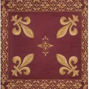 Fleur De Lys Red II Belgian Cushion Cover - 18 in. x 18 in. SoftCottonChenille by Charlotte Home Furnishings | Close Up 1