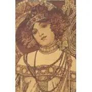 Art Noveau Autumn Belgian Tapestry - 24 in. x 61 in. SoftCottonChenille by Alphonse Mucha | Close Up 1