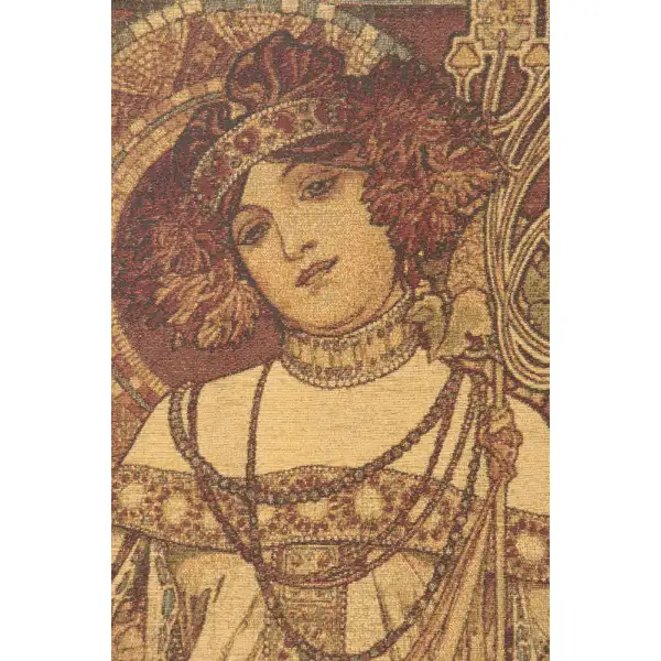 Art Noveau Autumn Belgian Tapestry - 24 in. x 61 in. SoftCottonChenille by Alphonse Mucha | Close Up 1