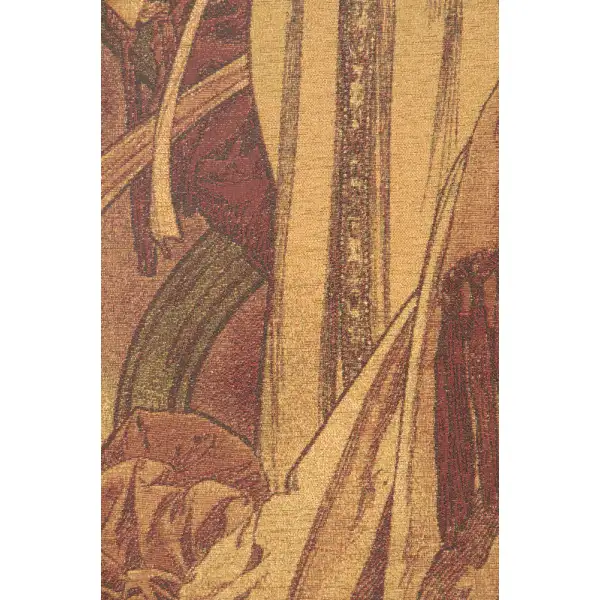 Art Noveau Autumn Belgian Tapestry - 24 in. x 61 in. SoftCottonChenille by Alphonse Mucha | Close Up 2