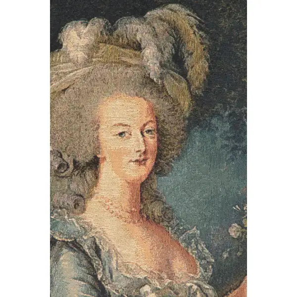 Marie Antoinette with Rose Belgian Tapestry Wall Hanging | Close Up 1