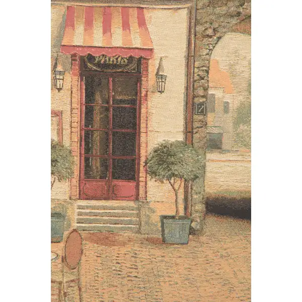Terrasse Parisienne Belgian Tapestry Wall Hanging - 56 in. x 42 in. Cotton by Charlotte Home Furnishings | Close Up 1