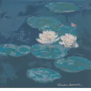 Monets Lily Pads Belgian Cushion Cover | Close Up 1