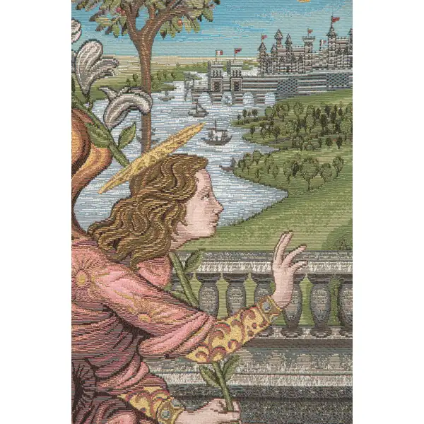 Annunciation Botticelli Italian Tapestry - 29 in. x 25 in. Cotton/Viscose/Polyester by Sandro Botticelli | Close Up 1