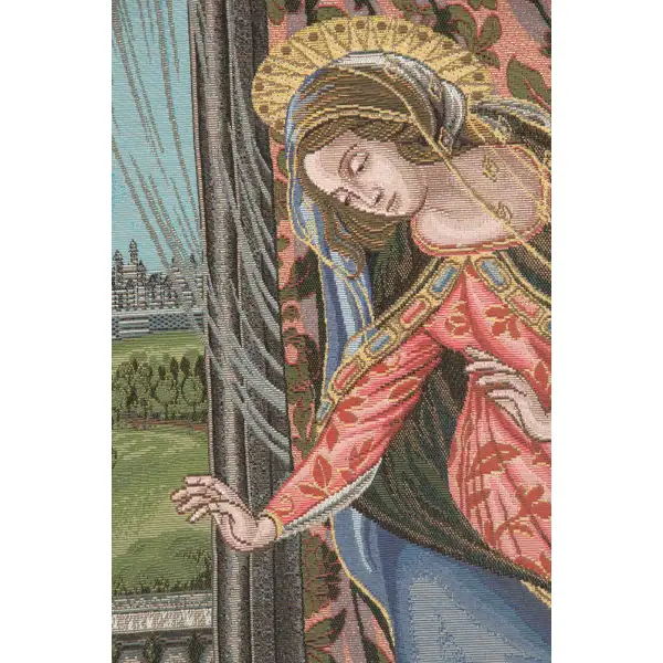 Annunciation Botticelli Italian Tapestry - 29 in. x 25 in. Cotton/Viscose/Polyester by Sandro Botticelli | Close Up 2