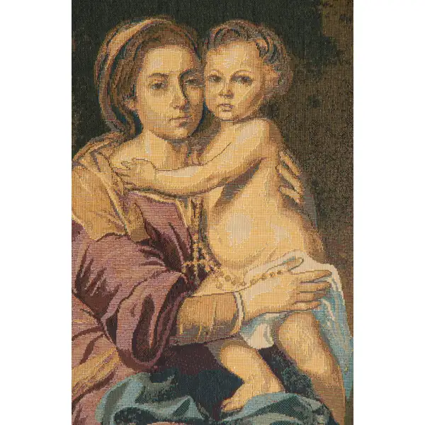 Madonna Del Rosario Italian Tapestry - 20 in. x 24 in. Cotton/Viscose/Polyester by Bartolomé Esteban Murillo | Close Up 1