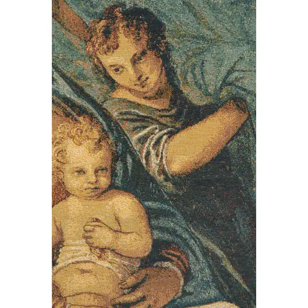 Madonna Della Pappa Italian Tapestry - 25 in. x 22 in. Cotton/Viscose/Polyester by Paolo Veronese | Close Up 1