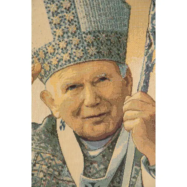 Papa Wojtyla Pope John Paul II Italian Tapestry - 17 in. x 24 in. Cotton/Viscose/Polyester by Alberto Passini | Close Up 1