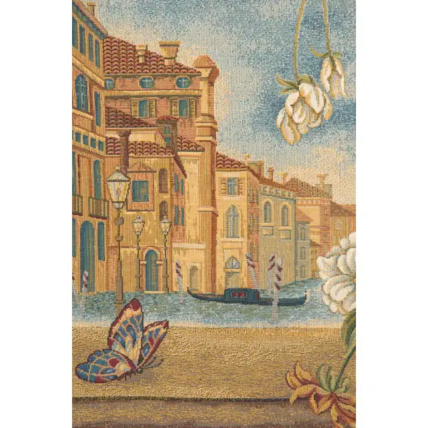 Venice Balcony With Flowers Italian Tapestry - 36 in. x 26 in. Cotton/Viscose/Polyester by Clement Micarelli | Close Up 2