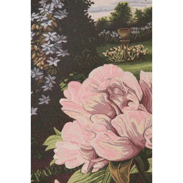 Pink Peonies Italian Tapestry - 25 in. x 35 in. Cotton/Viscose/Polyester by Alberto Passini | Close Up 2