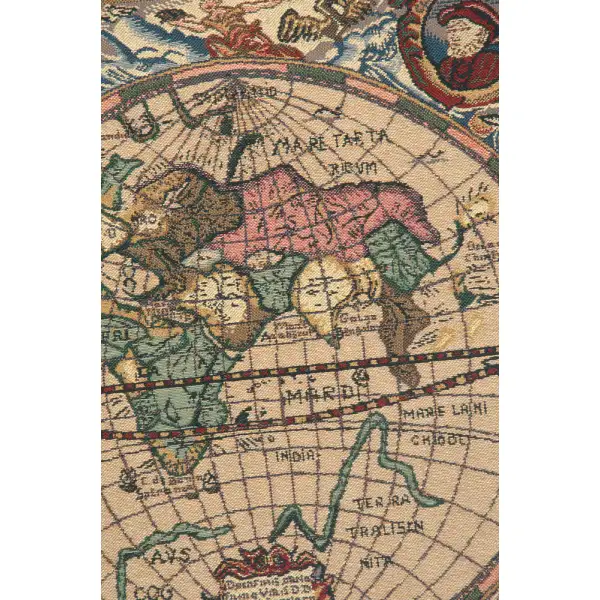 Map Mercator Belgian Tapestry - 46 in. x 33 in. Cotton/Viscose/Polyester by Charlotte Home Furnishings | Close Up 2