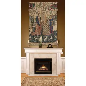 Lady And The Organ Beige Belgian Tapestry - 16 in. x 27 in. Cotton/Viscose/Polyester by Charlotte Home Furnishings Inc