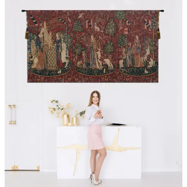 Lady And The Unicorn Series I Belgian Tapestry - 58 in. x 32 in. Cotton/Viscose/Polyester by Charlotte Home Furnishings | Life Style 2