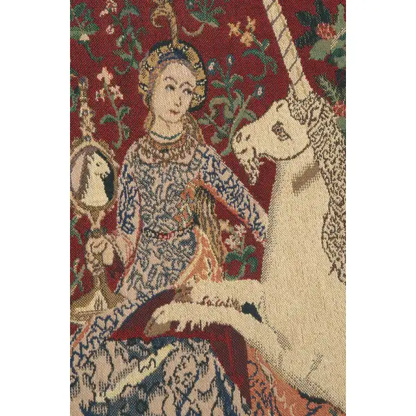 Lady And The Mirror Belgian Tapestry - 38 in. x 33 in. Cotton/Viscose/Polyester by Charlotte Home Furnishings | Close Up 2