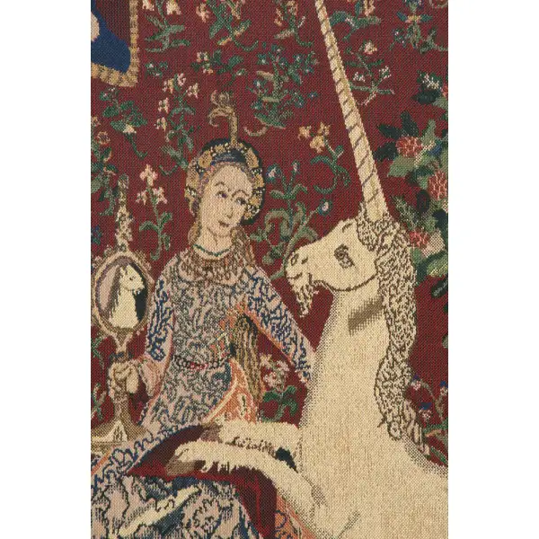 Lady and the Mirror (with Border) Belgian Tapestry | Close Up 2