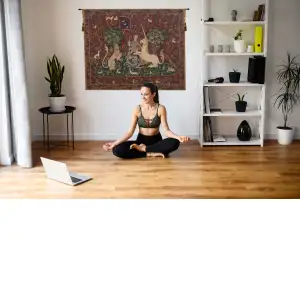 Lady And The Mirror (with Border) Belgian Tapestry - 44 in. x 34 in. Cotton/Viscose/Polyester by Charlotte Home Furnishings Inc