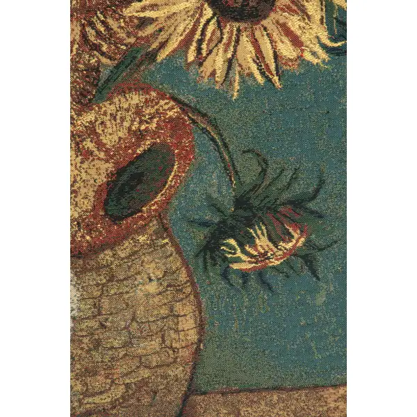 Sunflowers Gold Belgian Tapestry - 33 in. x 40 in. Cotton/Viscose/Polyester by Vincent Van Gogh | Close Up 2